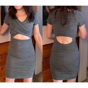 Lovers + Friends Cut Out Dress Sz S gray cinch sides